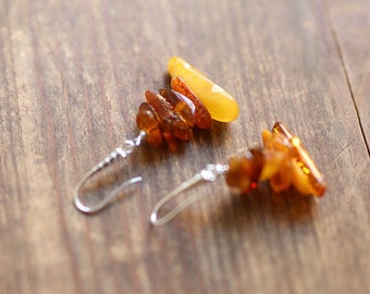 Baltic Amber chunky Pyramid earrings - Baltic amber earrings, boho earrings, real amber jewelry, handmade jewelry