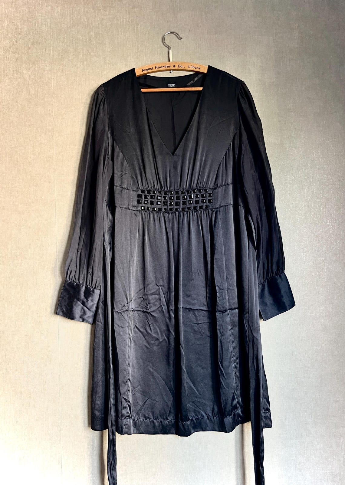 Black Silk Embellished dress size M, foto 4 di 5