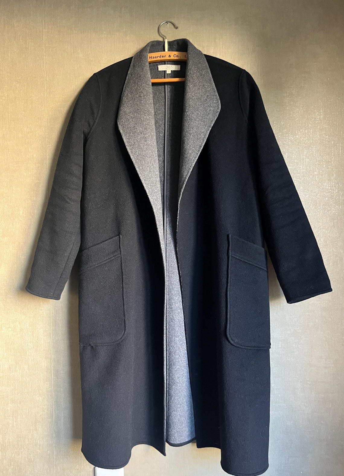Vintage Scandinavian 365 Wool coat, long soft felted open jacket size S, foto 1 di 5