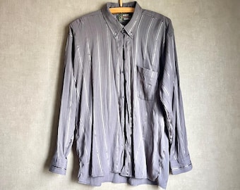 Italian Silver Stripe Dress Shirt – Men's Festive Button-Up Top