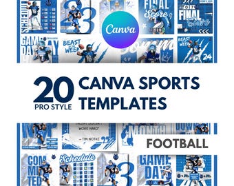 20 Football Templates | Canva Editable Sports Graphics | Instant Download