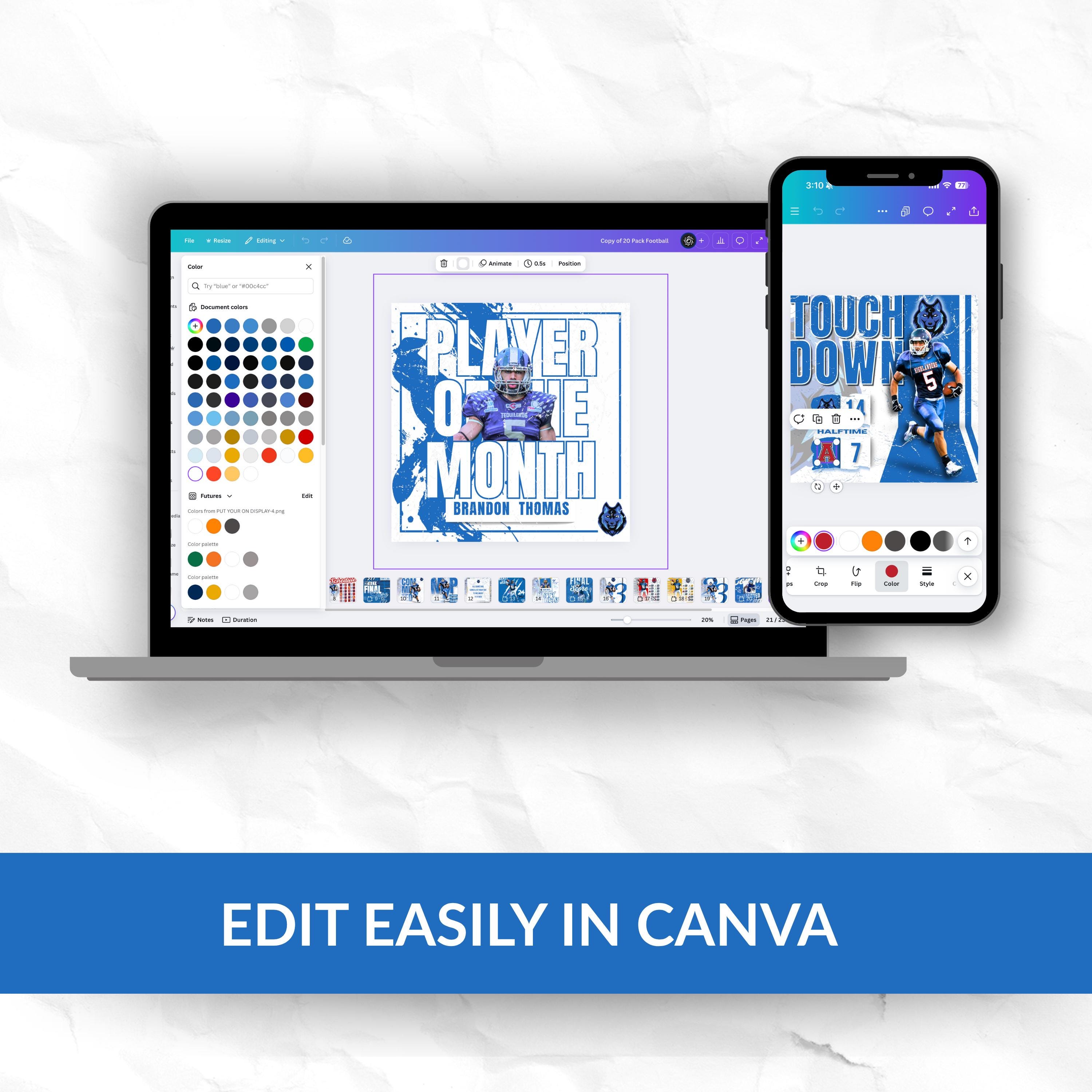 20 Football Templates | Canva Editable Sports Graphics | Instant ...