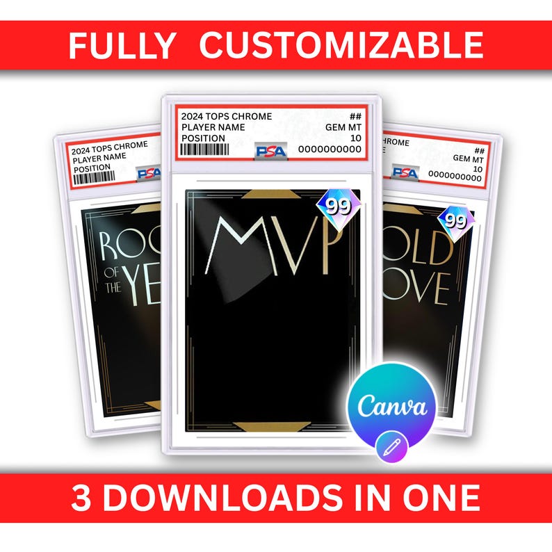 Baseball Card Canva Template Bundle: MVP, Gold Glove, Rookie (digital ...