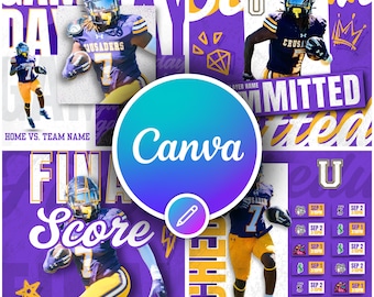 Sportcanva-sjabloonbundel: 4 bewerkbare socialmedia-graphics voor teams en sporters