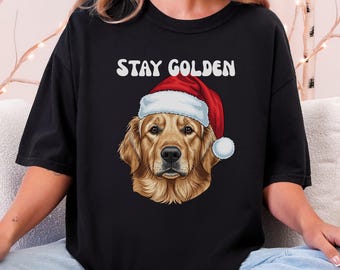 Golden Retriever Christmas T-Shirt, Comfort Colors Dog Lover Tee