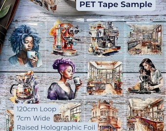 Cosy Coffee Shop PET Tape Sample Loop | London Gifties | Café Journaling Tape | Junk Journal Scrapbooking Supply
