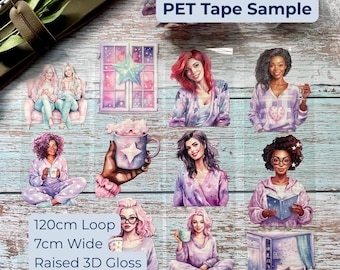 Pastel Sleepover PET Tape Sample Loop | London Gifties | Cute Journaling Tape | Junk Journal Scrapbooking Supply