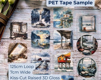 Stormy Seaside PET Tape Sample | London Gifties | Coastal Journaling Tape | Junk Journal Scrapbooking Supply