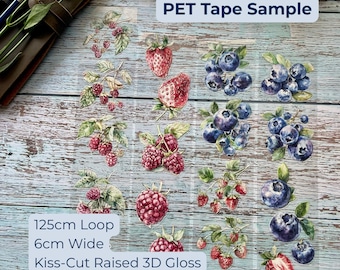 Berry PET Tape Sample Loop | London Gifties | Cute Food Journaling Tape | Junk Journal Scrapbooking Supply