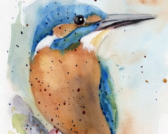 European Kingfisher, Kingfisher, Kingfisher Watercolor, Bird Painting, Original Watercolor by Sue Reimbold