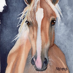 Palomino Painting, Palomino Portrait, Equine Art, Western Art, Horse Painting, Original Watercolor by Sue Reimbold.