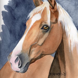 Palomino Horse Painting, Palomino Horse Portrait,  Eqine Art, Western Art, Horse Art, Original Watercolor by Sue Reimbold