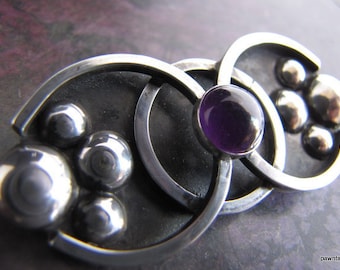 Modernist Sterling and Amethyst Brooch