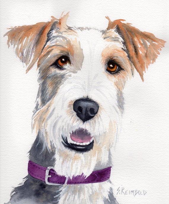 Wire Haired Fox Terrier Fox Terrier Original Watercolor By Etsy