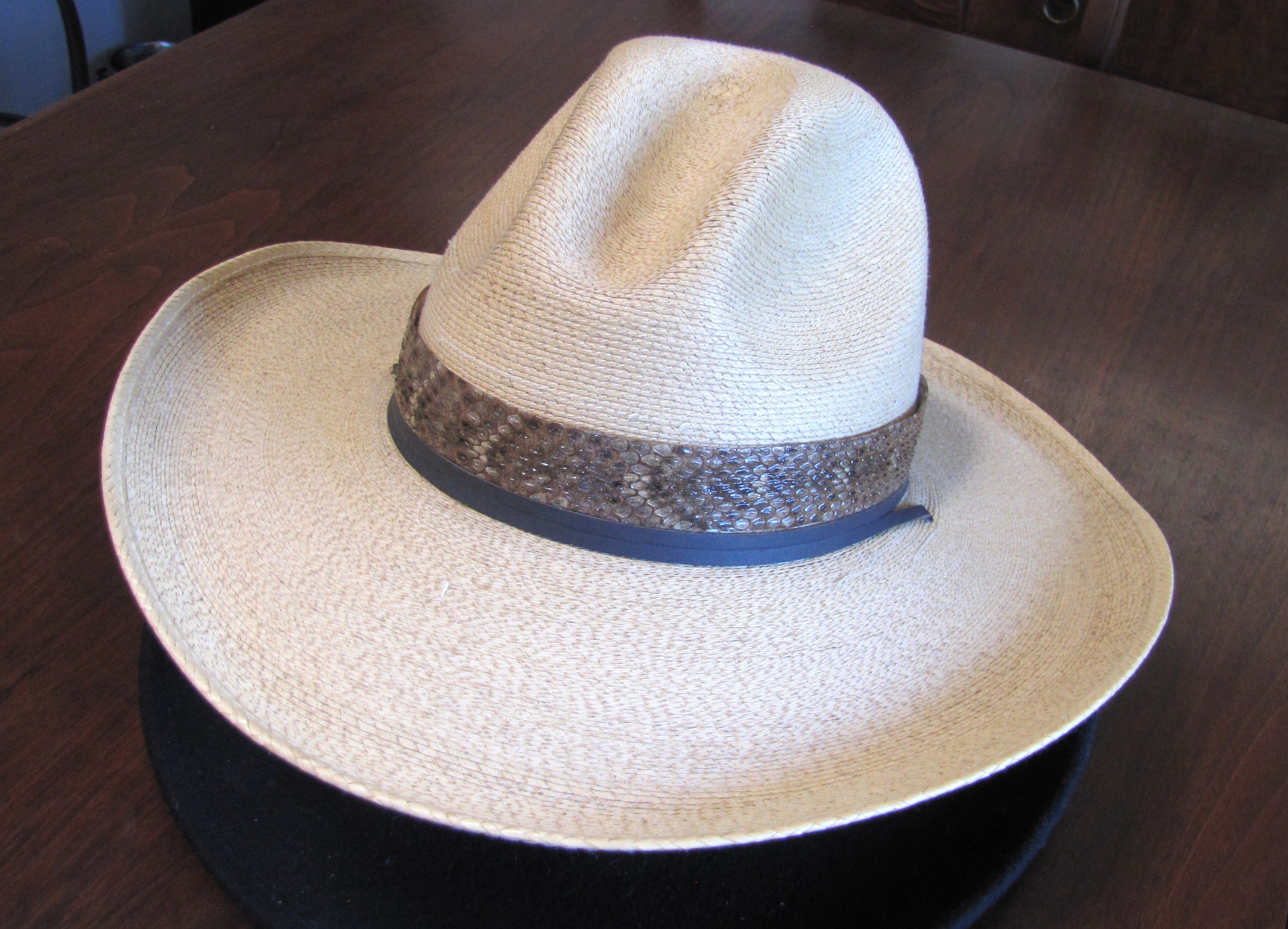 Western cowboy cowgirl Real BURMESE PYTHON snake skin hat band band  adjustable