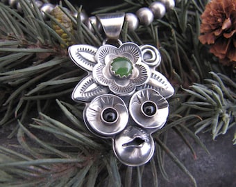 The Magic Forest Amulet With Ebony Eyes and Jade Flower