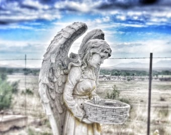 Cemetery Angel with Barbed Wire Gila New Mexico Fine Art Photography Giclee 5 X 7