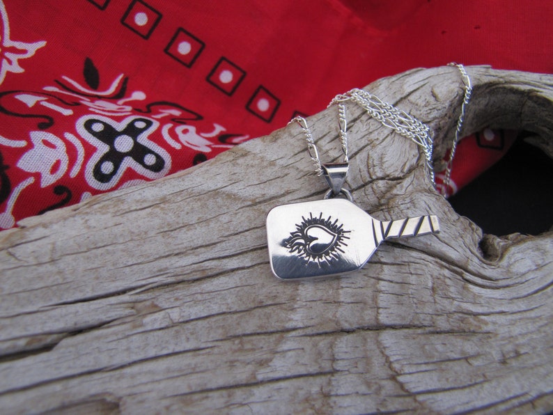 Sacred Heart Pickleball Paddle Sterling Silver Pendant with 18 Sterling Chain