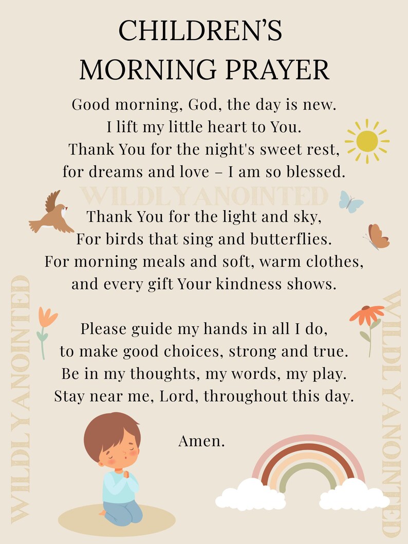 Children's Morning Prayer Printable: Neutral Nursery Art (JPG & PDF) - Etsy