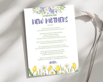 New Mom Prayer Printable | Christian Wall Art for New Mothers | First Mother's Day Gift | Instant Digital Download | JPG | PDF