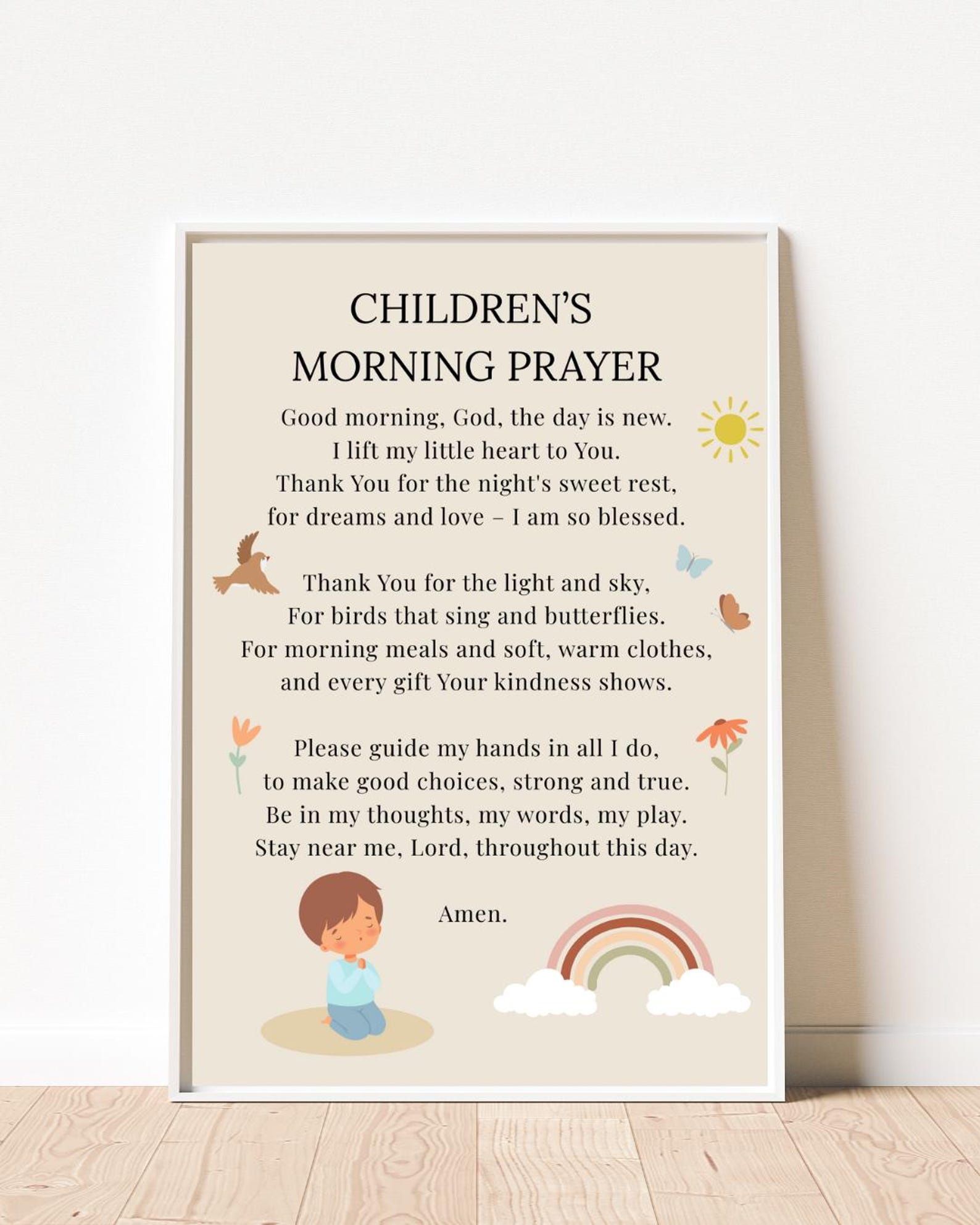 Children's Morning Prayer Printable: Neutral Nursery Art (JPG & PDF) - Etsy