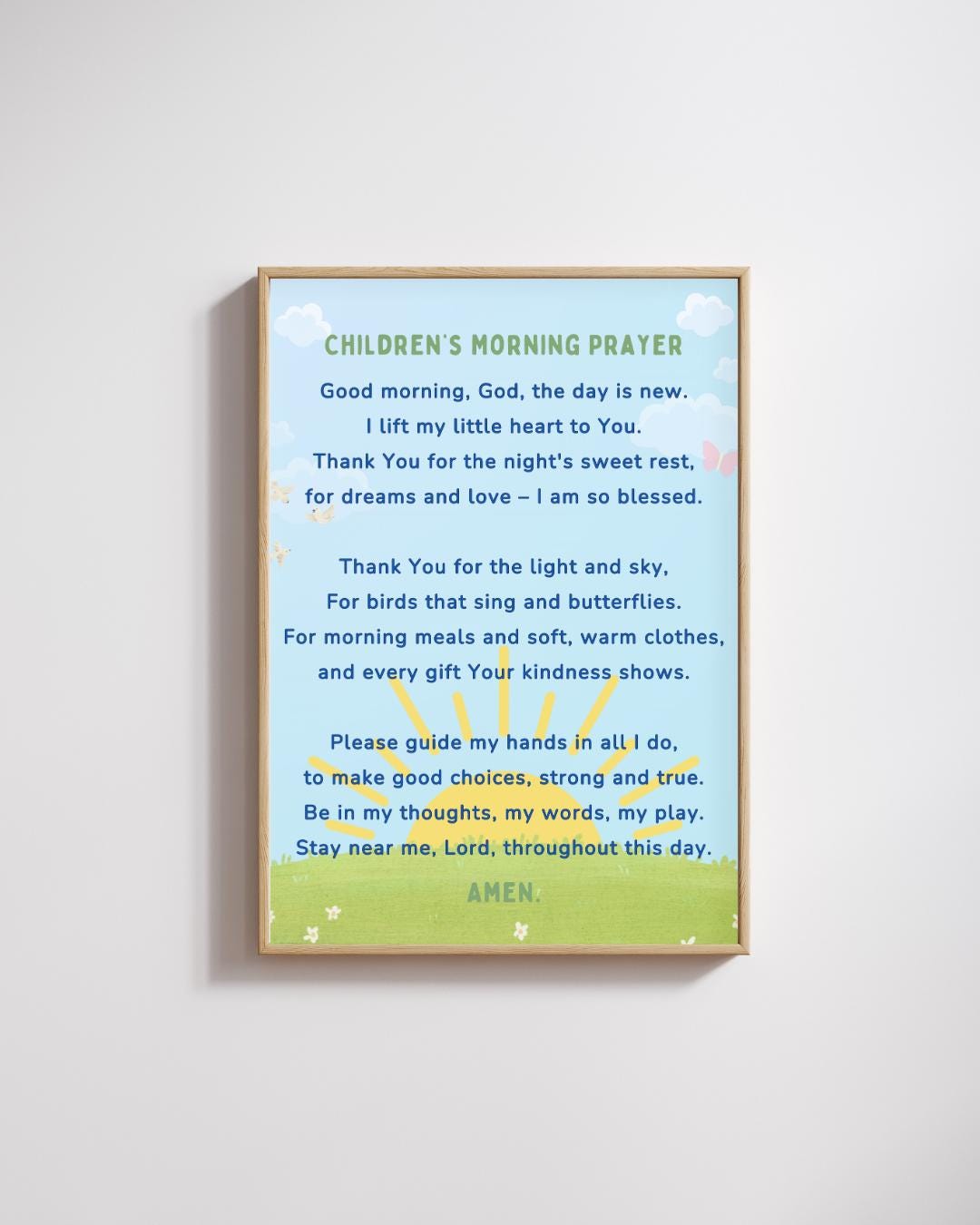 Children's Morning Prayer Printable: Christian Nursery Decor (JPG, PDF ...