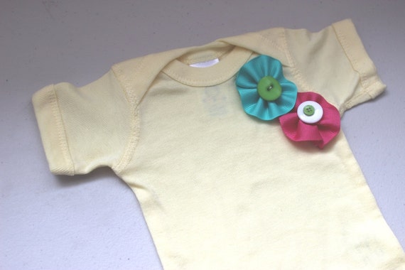 Items similar to Girls Banana Yellow flower onesie READY TO SHIP on Etsy