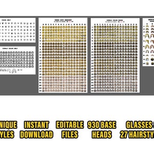 Paquete de imágenes SVG de cabezas de personajes de ladrillo: más de 900 imágenes prediseñadas de caras, cabello y tonos de piel (descarga instantánea) imagen 6