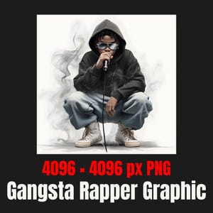 Gangsta Rapper PNG Graphic – Urban Streetwear Art for POD & Merch