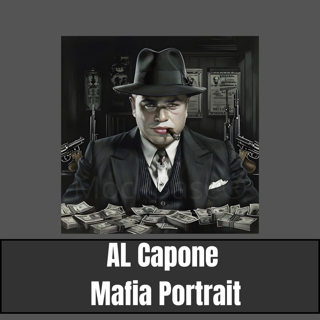Al Capone Mafia Portrait – Dark 1930s Gangster Art, Noir Vintage Urban ...