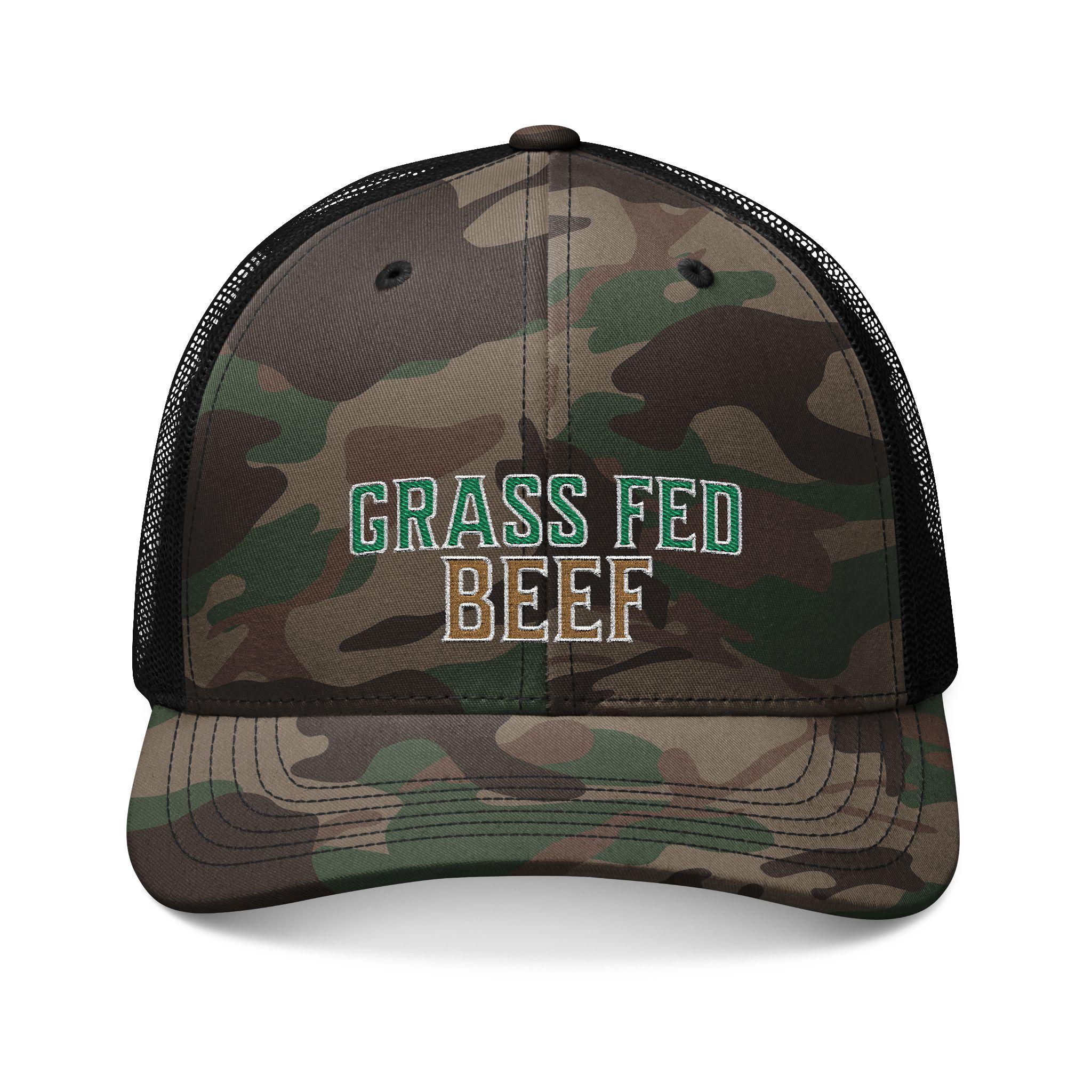 GRASS FED Beef Camo Trucker Hat | Embroidered Carnivore Keto BBQ ...