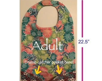 SEW an Adult or Child bib with optional crumb catcher pocket pdf digital pattern