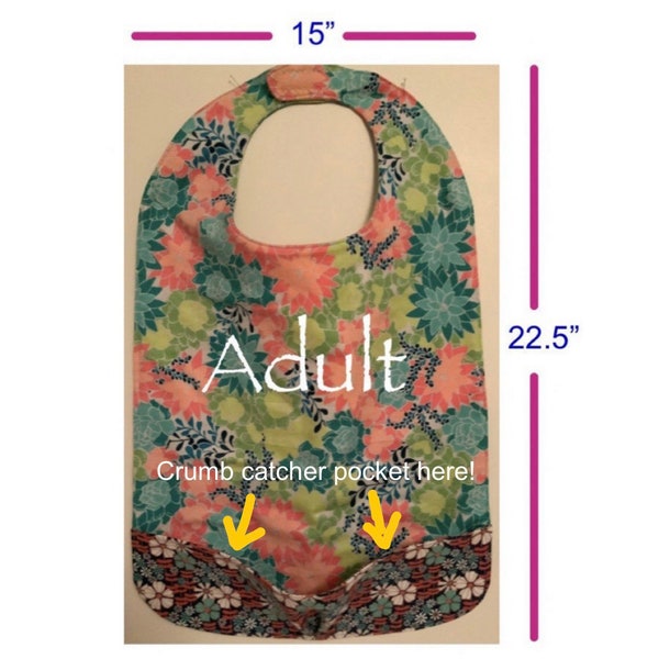 SEW an Adult or Child bib with optional crumb catcher pocket pdf digital pattern