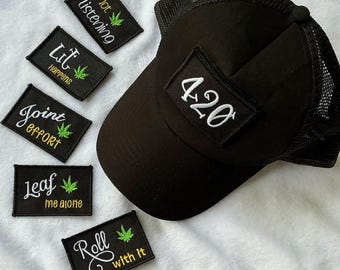 Pot Marijuana enthusiast 3” x 2” patch with optional velcro back for pull-patch hats (hat not included) , backpacks, gifts