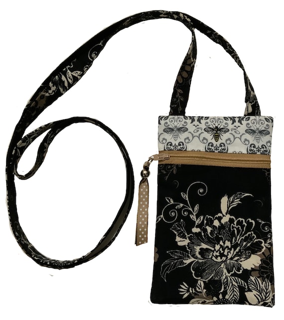 Petit Sac à Main Motif Floral - Coton, Fermeture éclair, Fourre-tout Femme