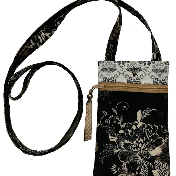 Sew a Crossbody Phone GoGo Bag - Sewing ePattern pdf file for download.  Make your own crossbody bag to hold your phone and essentials.
