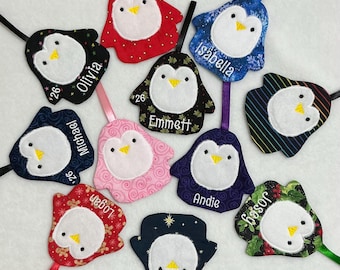 Holiday Personalized Penguin Ornament / Gift Tag for individuals, couples or pets