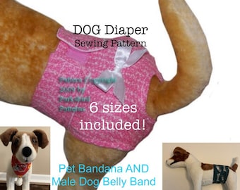 Sew a Dog Diaper - Sewing Pattern ePattern pdf file - Make your own diapers for dogs in 6 Sizes XXS-XS-S-M-L-XL