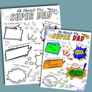 Carte d'activités à colorier pour papa, questionnaire pour la fête des pères, questionnaire à imprimer pour la fête des pères