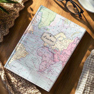 Personalisiertes Reisejournal Skizzenbuch Journal Travelers Notebook Individuelles Journal Abenteuerbuch Weltreisekarte Cover Studieren im Ausland Geschenk