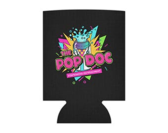 Enfriador de latas Pop Doc / Funda para latas de refresco, soporte para bebidas retro de neón