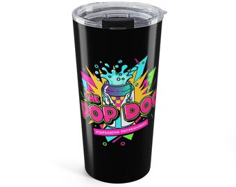 Vaso de 20 oz con logo de Memphis Pop de neón de los 90 / Refresco retro brillante y sucio