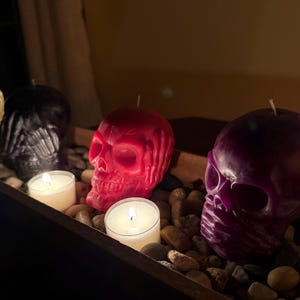 Velas de calavera &quot;No ver el mal, no oír el mal, no hablar el mal&quot;