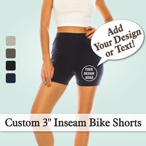 Custom or Plain 3&quot; Inseam Biker Shorts | Upload Design, Add Text, or Choose Blank | Personalized Activewear