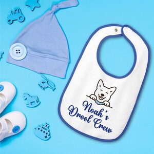 Personalized Baby Bib with Snap – Cute Jindo Dog Design – Custom Name Gift for Newborn, Toddler or Baby Shower