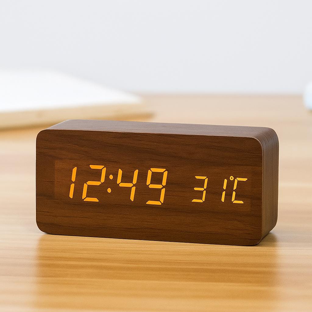 Digitale uhr aus holz