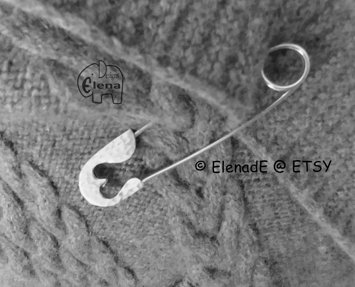 Sterling Silver Safety Pin Brooch With Heart. Charm Holder Etsy