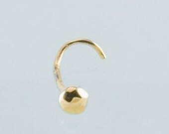 9k gold Tiny Disc Nose Stud. Cartilage Earring .Tragus Stud