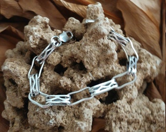 Unique Sterling Silver Link Chain Bracelet.  Handmade Sterling Silver Chain Bracelet .Unisex stylish links . ElenadE