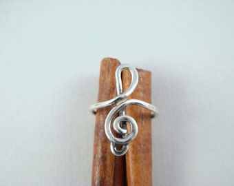 Silver Ring Big Knot Treble Clef  - Music note - Music ring- ElenadE